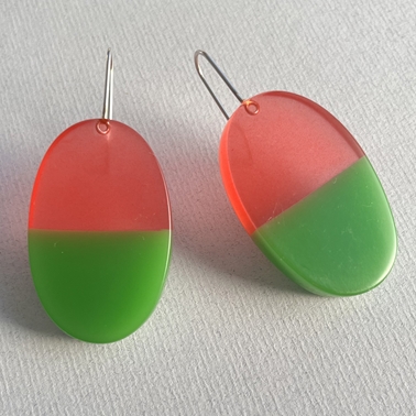 Long split oval resin earrings