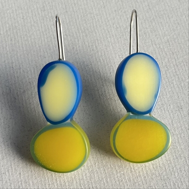 Earrings 2 ovals drop - yellow