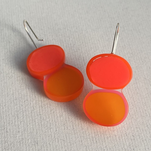 orange oval resin earrings