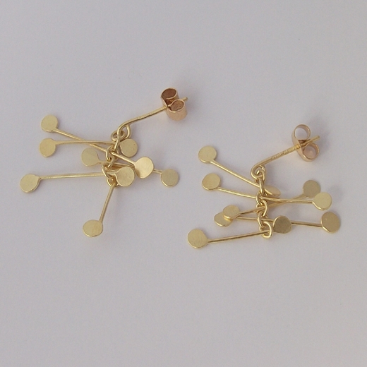 Chaos wire stud earrings, gold satin