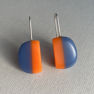 purple blue/orange resin earrings