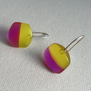 Yellow/purple resin earrings