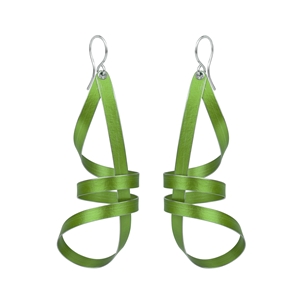 Lime long ribbon drop earrings
