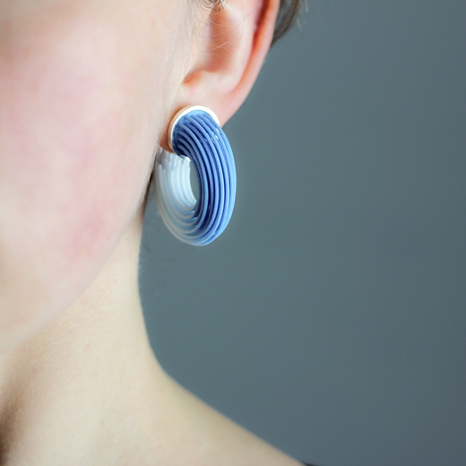 Small Brushstroke Earrings – Sky Blue worn