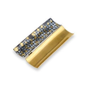 Gold plated Two Piece Rectangle Curved Brooch
