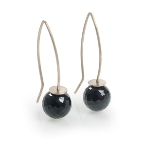 18ct White Gold Earrings with Black Spinel