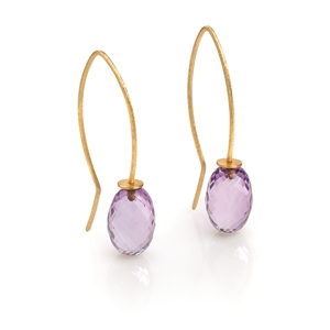 18ct Yellow Gold Earrings with Amethyst