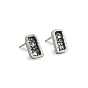 Blue and Silver Mini Rectangle Studs