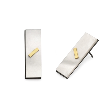 Rectangle earrings with gold detail