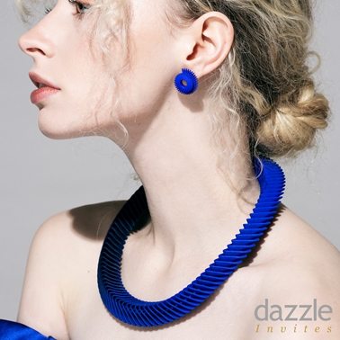 Tri Necklace Blue worn - photo by Susan Castillo