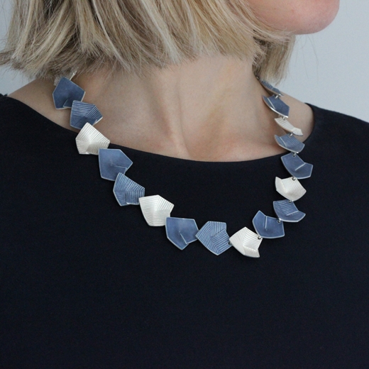 "Lines in Motion" necklace worn
