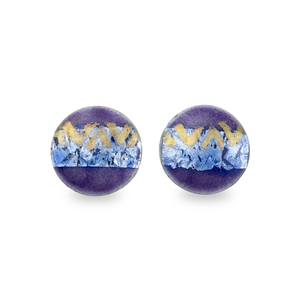 Round Earrings Textile Purple/Blue