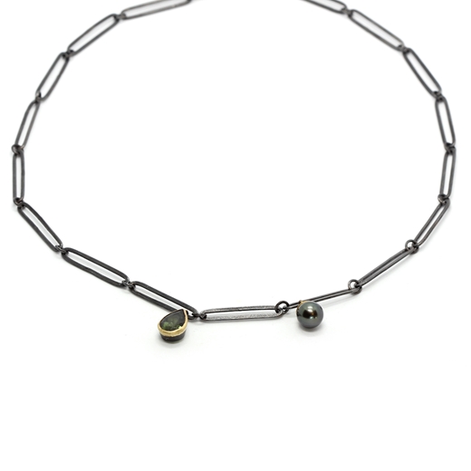 Oxidised Chain Link Necklace - full necklace