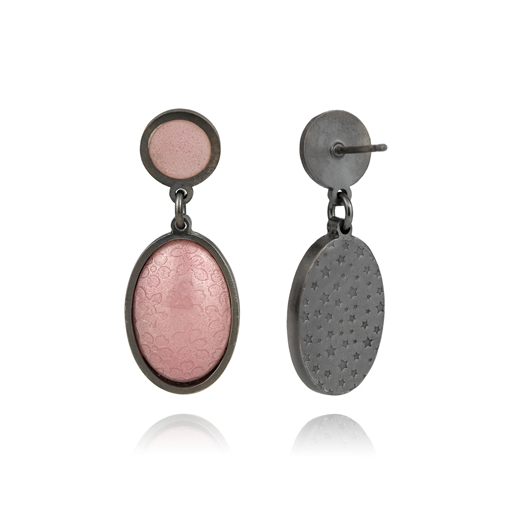 Back of Pink oval earrings