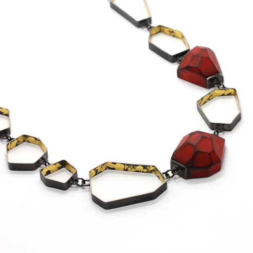 Oxidised Geometrical necklace detail