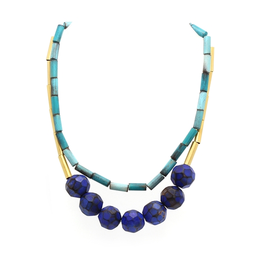 Turquoise and Blue necklace - front