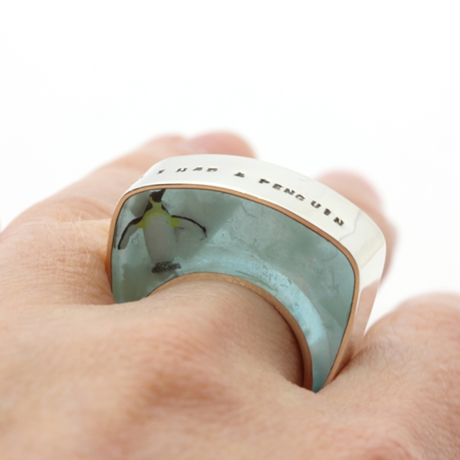 Penguin Ring - detail - worn