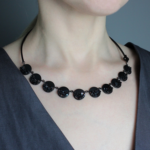 Black Crescent Necklace - worn