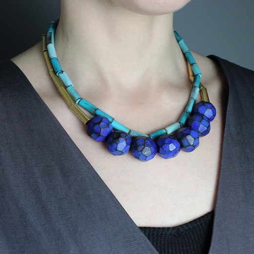 Turquoise and Blue necklace - worn