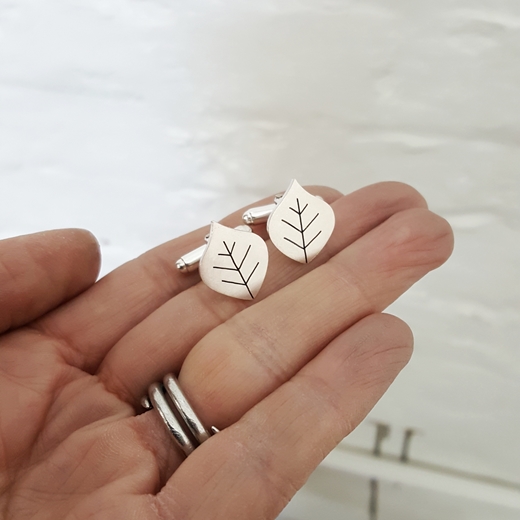 beech leaf cufflinks