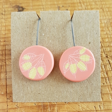 pink and yellow drop earrings
