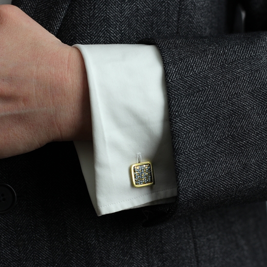Gold Plated Square Framed Cufflinks worn