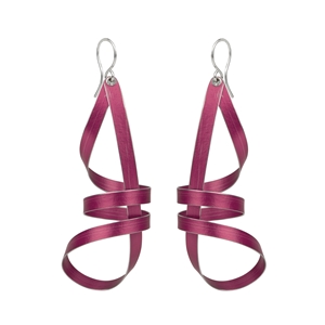 Pink long ribbon drop earrings