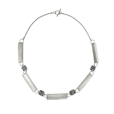 Five Piece Blue and Silver Framed Necklace