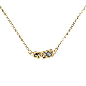 Gold plated Two Piece Rectangle Framed Necklace