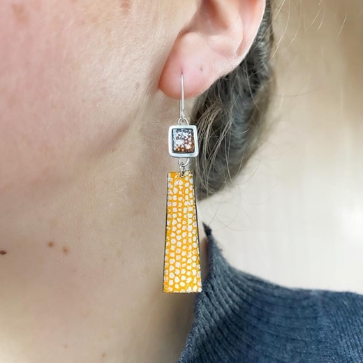 Square Framed Rectangle Drop Earrings