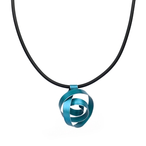 Turquoise blue wide ribbon coil pendant