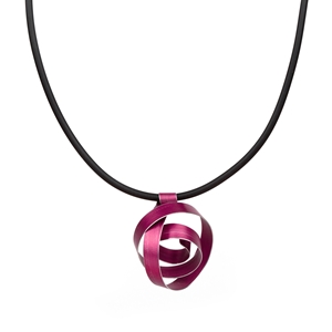 Pink wide ribbon coil pendant