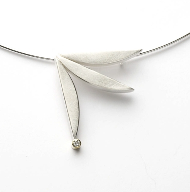 Silver, 18k gold and Diamond Necklace