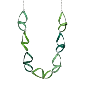 Lime, forest and green seven ribbon necklace