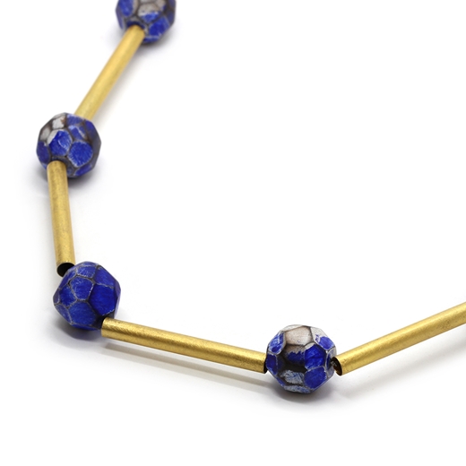 Electric Blue and Gold necklace - detail