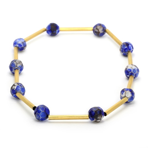 Electric Blue and Gold necklace - full view