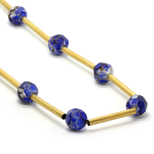 Electric Blue and Gold necklace - detail