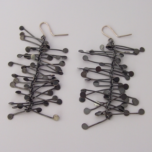 Chaos long dangling wire earrings, oxidised