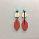Long drop leaf earrings - Cream/Coral