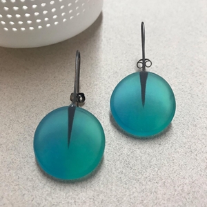 Blue circle drop earrings
