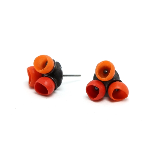 Orange fade 3 cup studs - side view