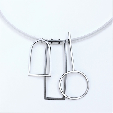 Three wire still life shapes necklace