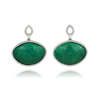Green enamel leaf earrings
