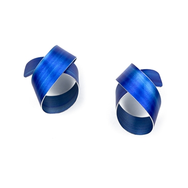 Royal blue wide coil stud earrings