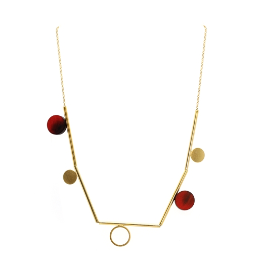 Red and Gold necklace - front