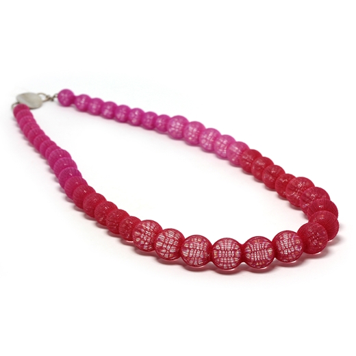 Clear Spheres necklace red/pink - side