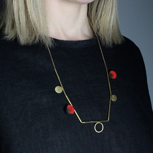 Red and Gold necklace - worn