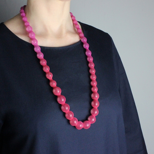 Clear Spheres necklace red/pink - worn