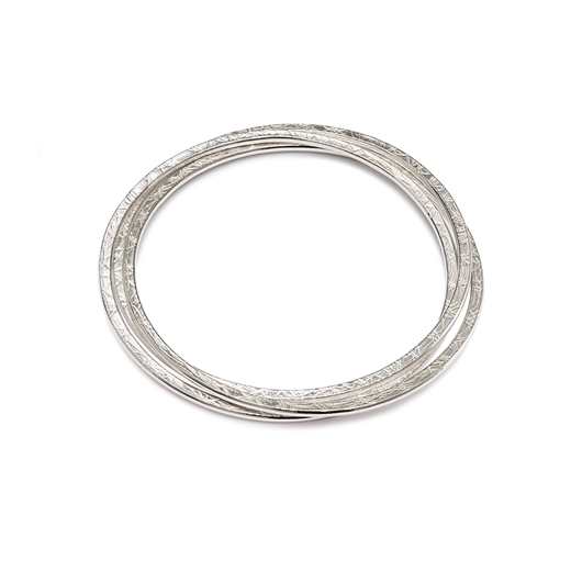 French Knit Imprinted 3 Hoop Cluster Bangle