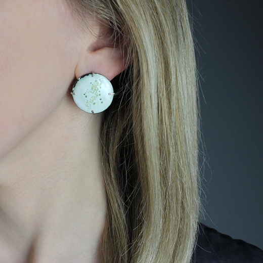 Enamel earrings round - worn
